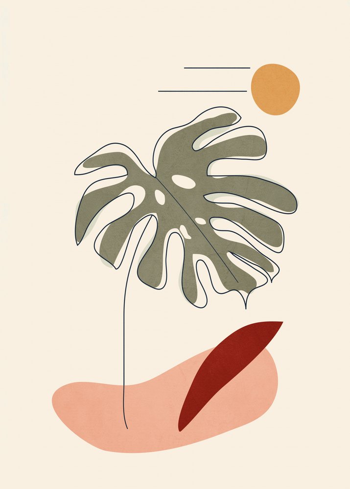 Monstera Leaf Desert Sun by Flow Line