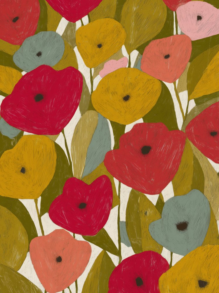 Vibrant Flower Field by Flow Line