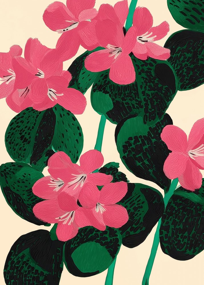 Vibrant Pink Blooms by Flow Line