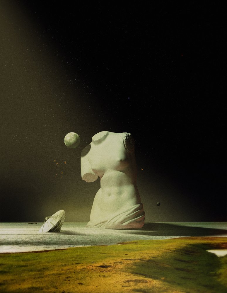Ancient Statue Cosmic Dream by Fran Rodríguez