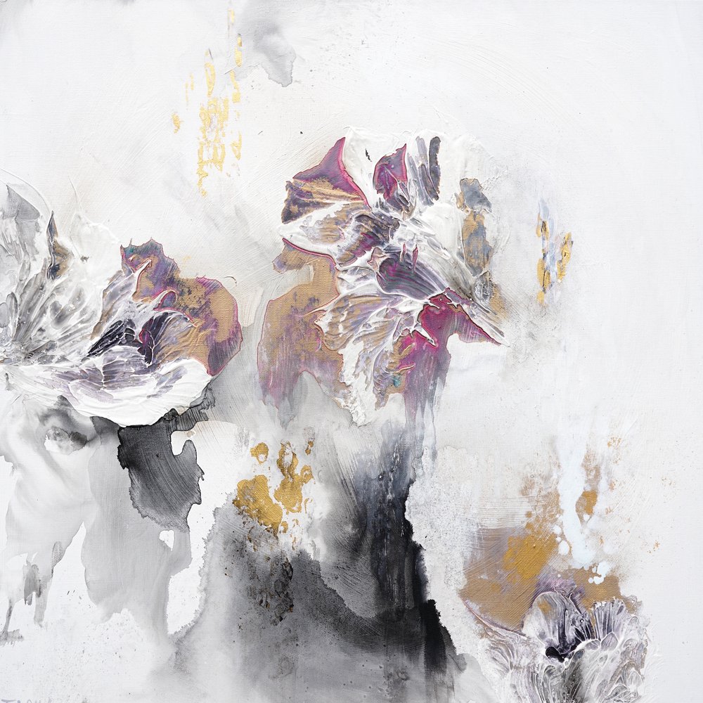 Abstract Golden Blooms by Françoise Wattré