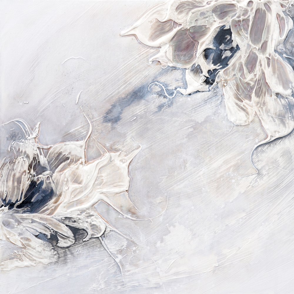 Abstract White Blooms by Françoise Wattré