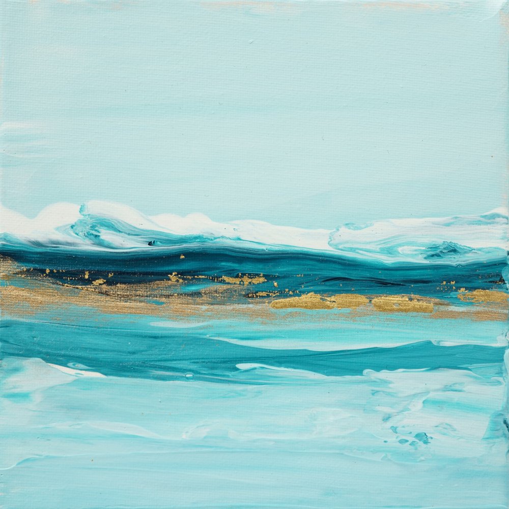 Aqua Gold Waves by Françoise Wattré