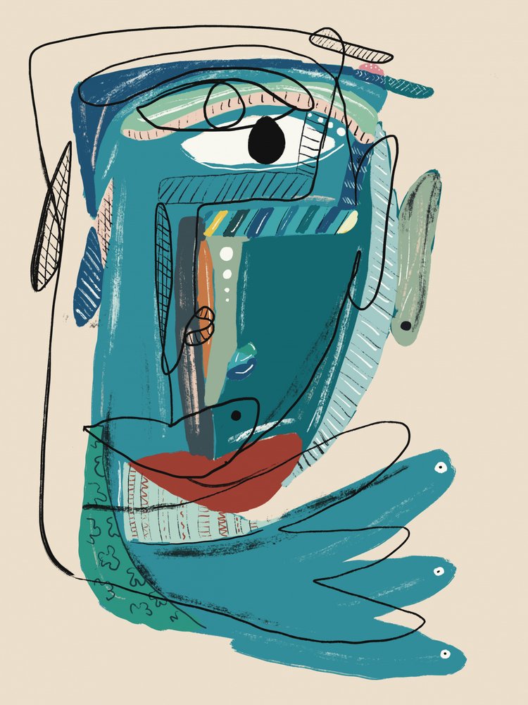Abstract Blue Face by GIovanna Gil Alves