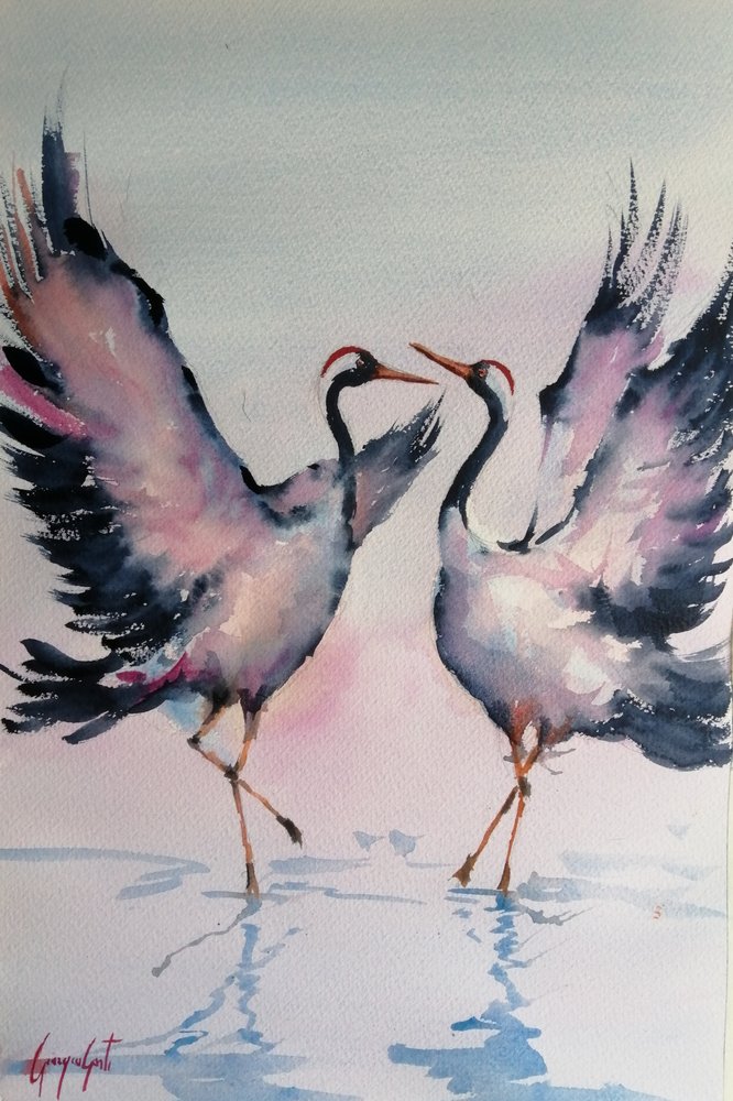 Graceful Crane Dance by Giorgio Gosti