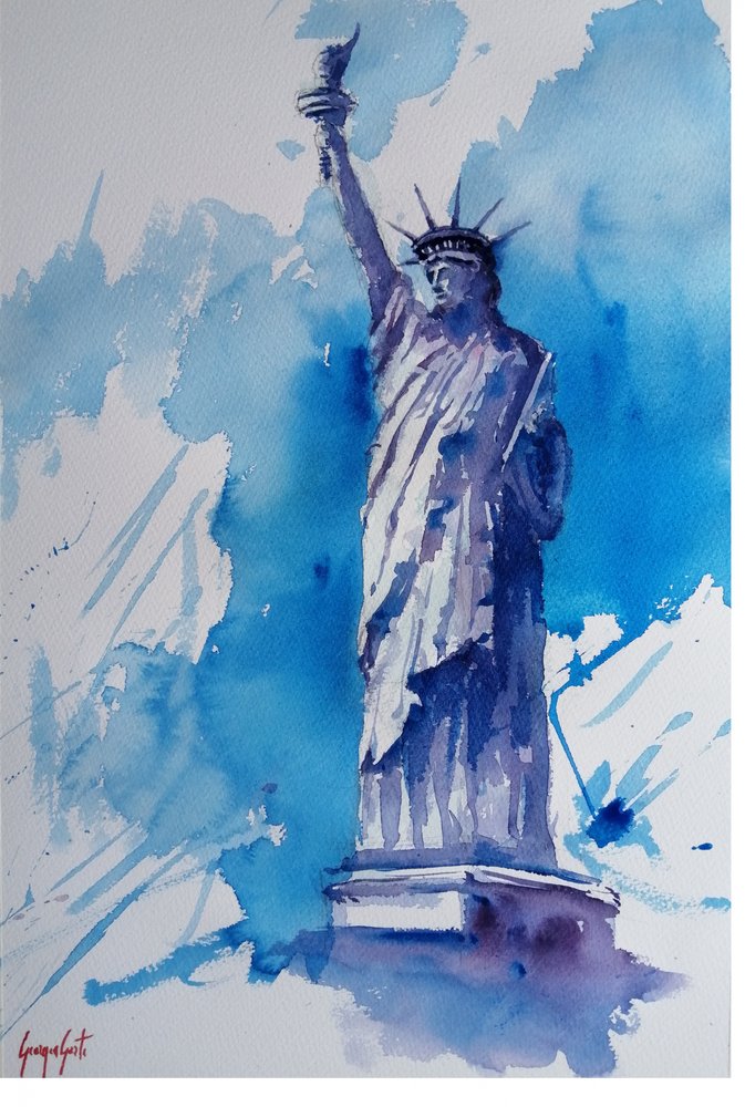Lady Liberty Watercolor by Giorgio Gosti