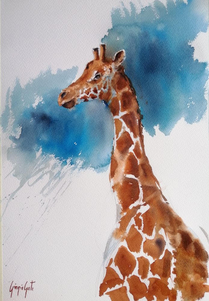 Majestic Watercolor Giraffe by Giorgio Gosti