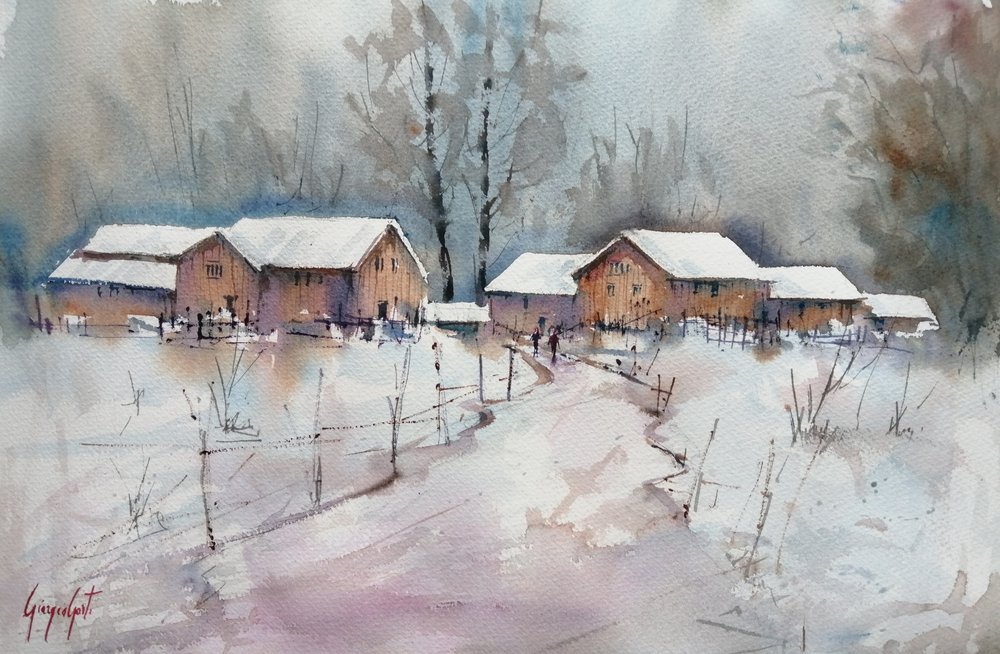 Rustic Winter Village by Giorgio Gosti