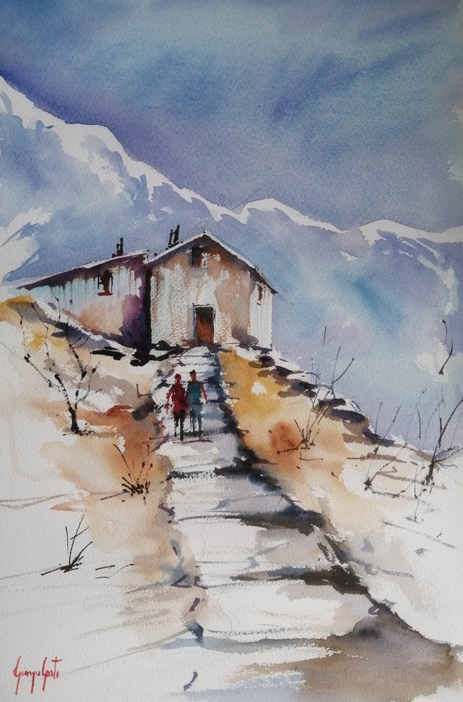 Snowy Path to Cabin by Giorgio Gosti