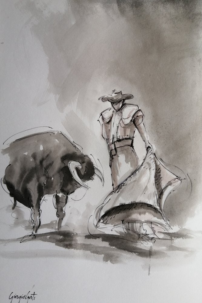 Spanish Bullfight Sketch by Giorgio Gosti