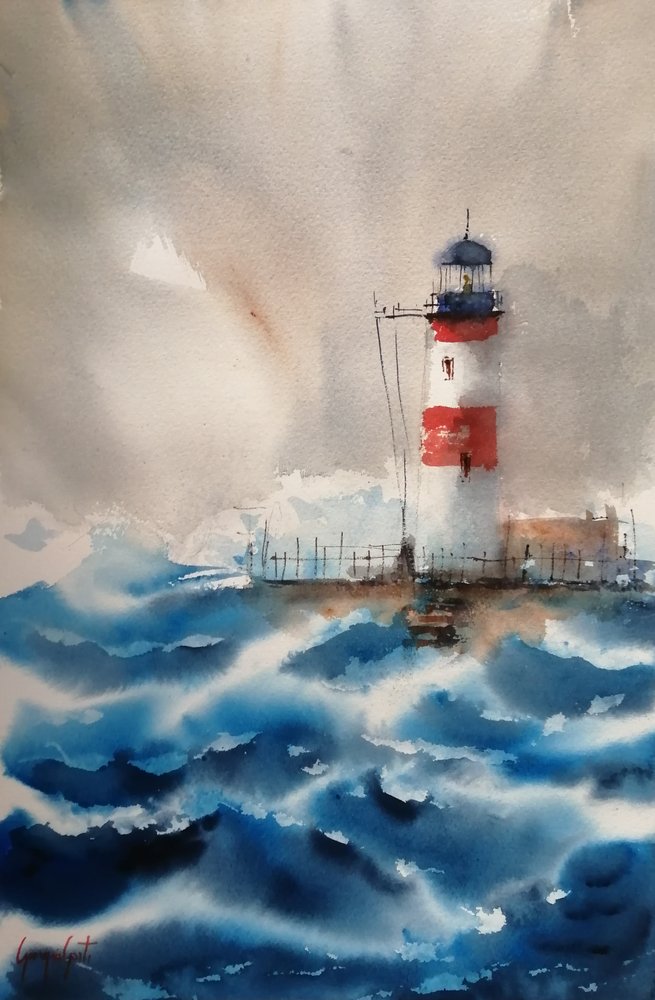 Stormy Lighthouse Ocean by Giorgio Gosti