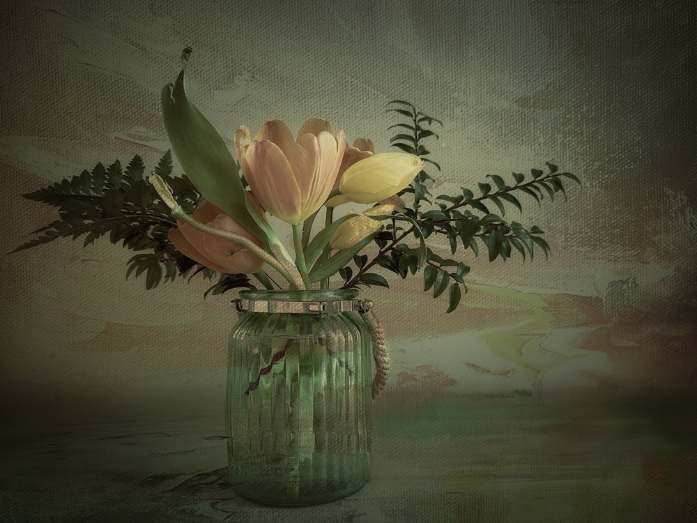 Vintage Tulips in Vase by Gu and Hongchao