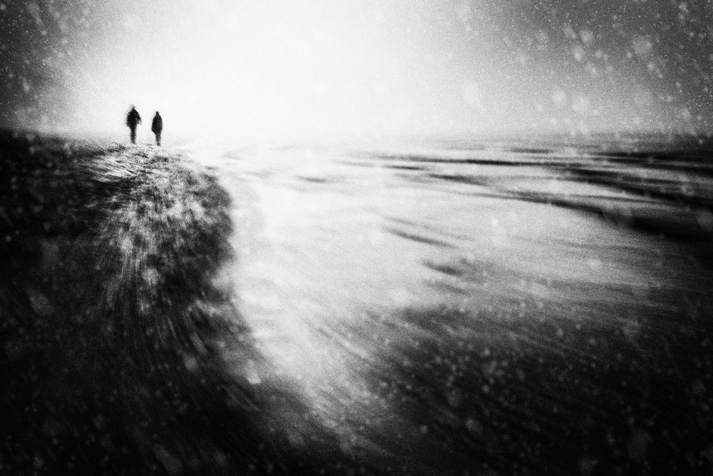 Snowy Beach Walkers by Gustav Davidsson