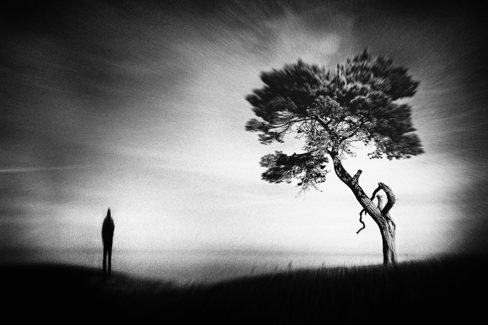 Solitary Figure Lone Tree by Gustav Davidsson