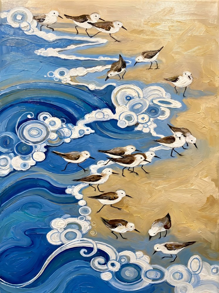 Coastal Birds and Waves by HUGO
