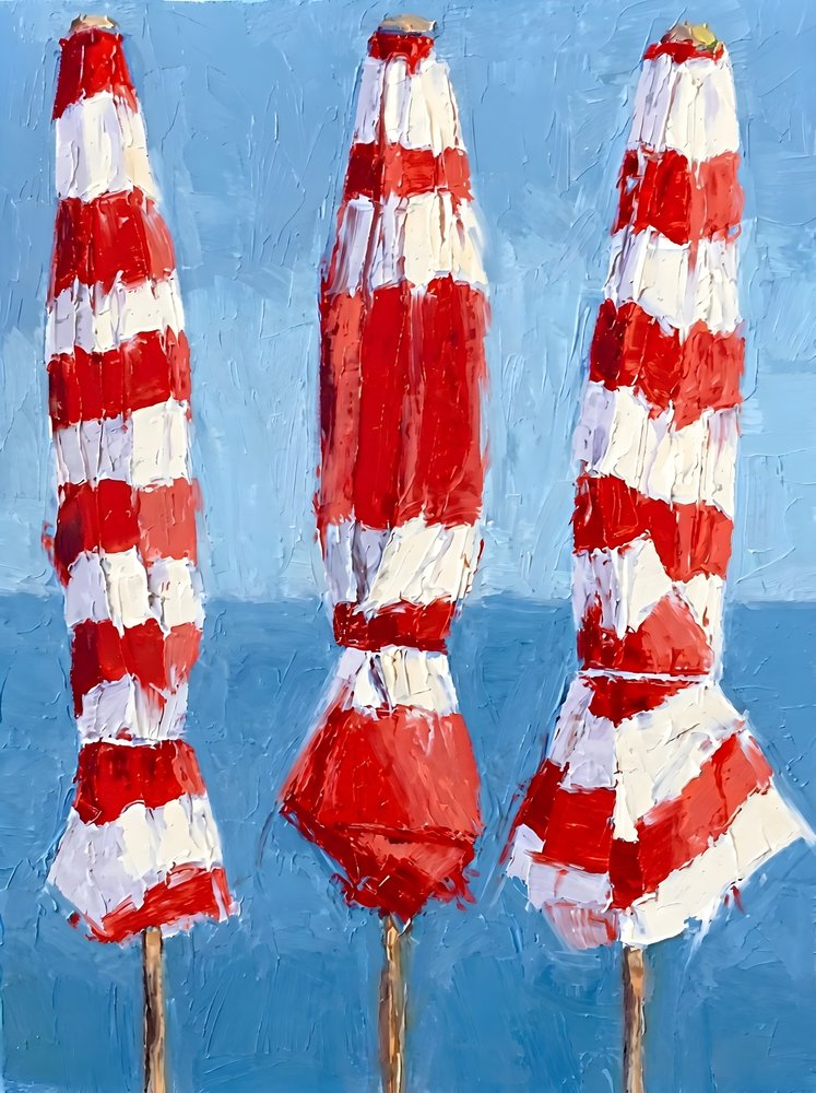 Red White Beach Umbrellas by HUGO