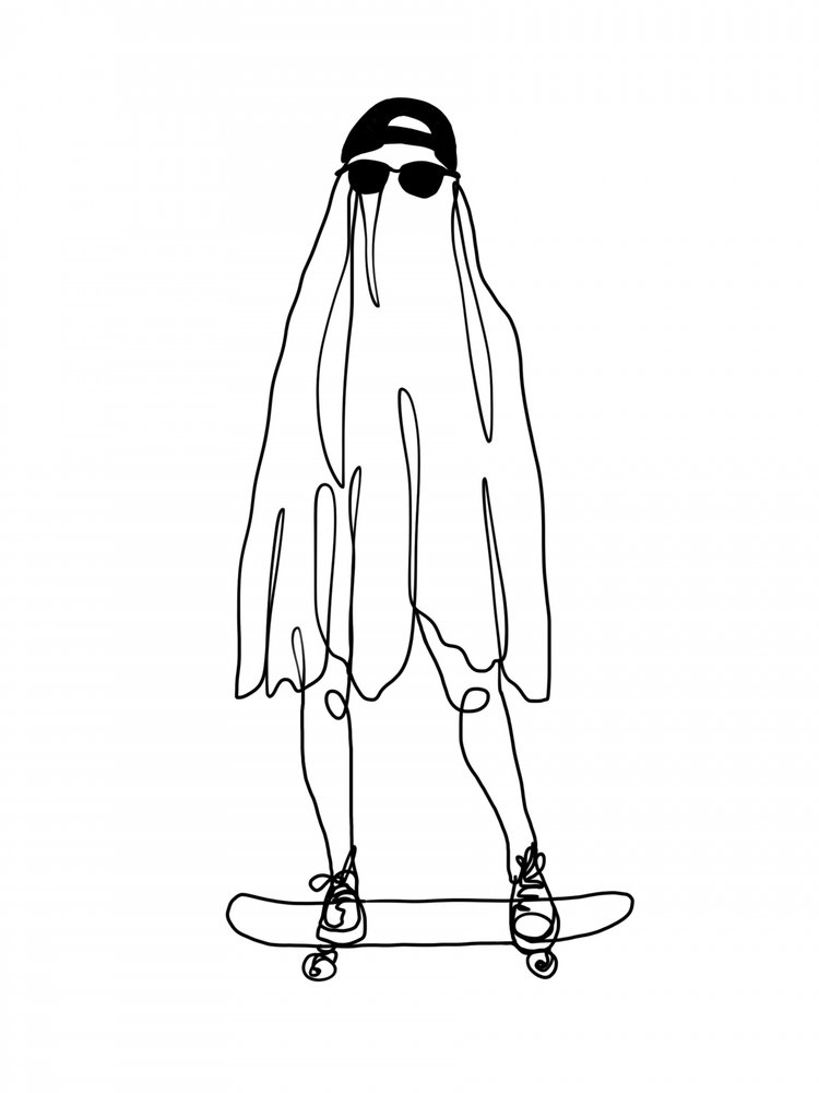 Cool Skater Ghost by Hanna Lee Tidd