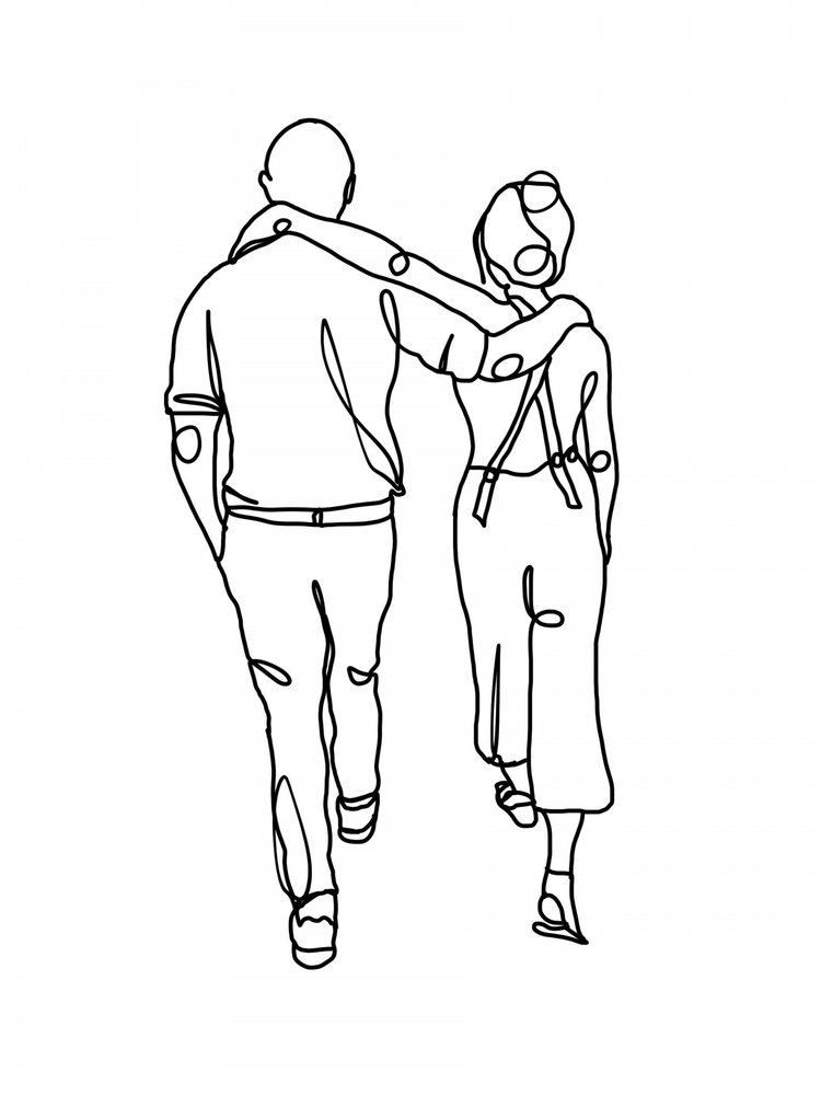 Couple Walking Together by Hanna Lee Tidd