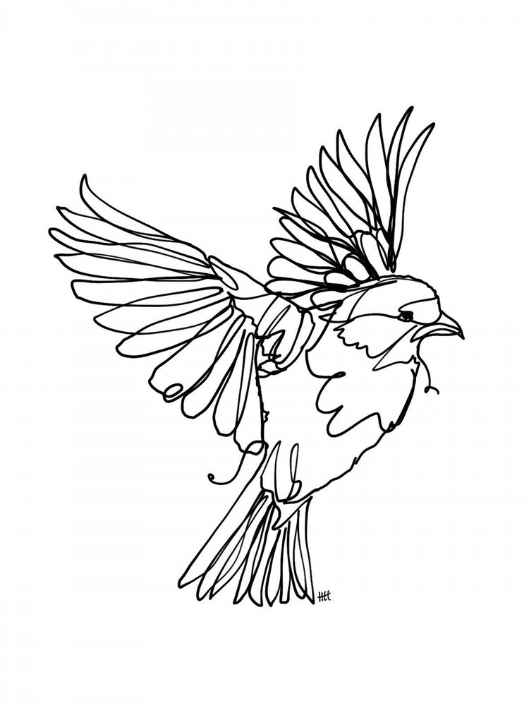 Flying Bird Line Art by Hanna Lee Tidd