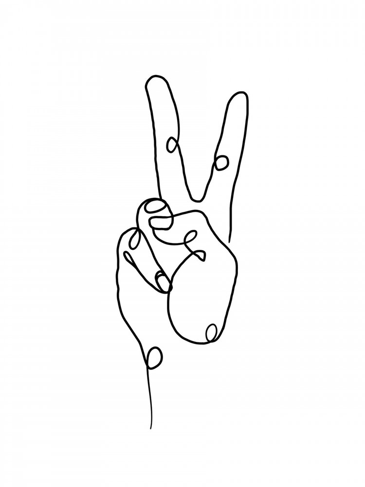 Minimalist Peace Hand by Hanna Lee Tidd