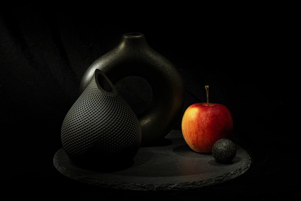 Black Vases Red Apple by Igor Kopcev