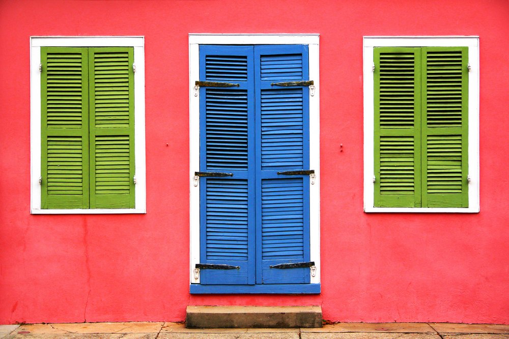 Vibrant Blue Door Green Shutters by Igor Shrayer