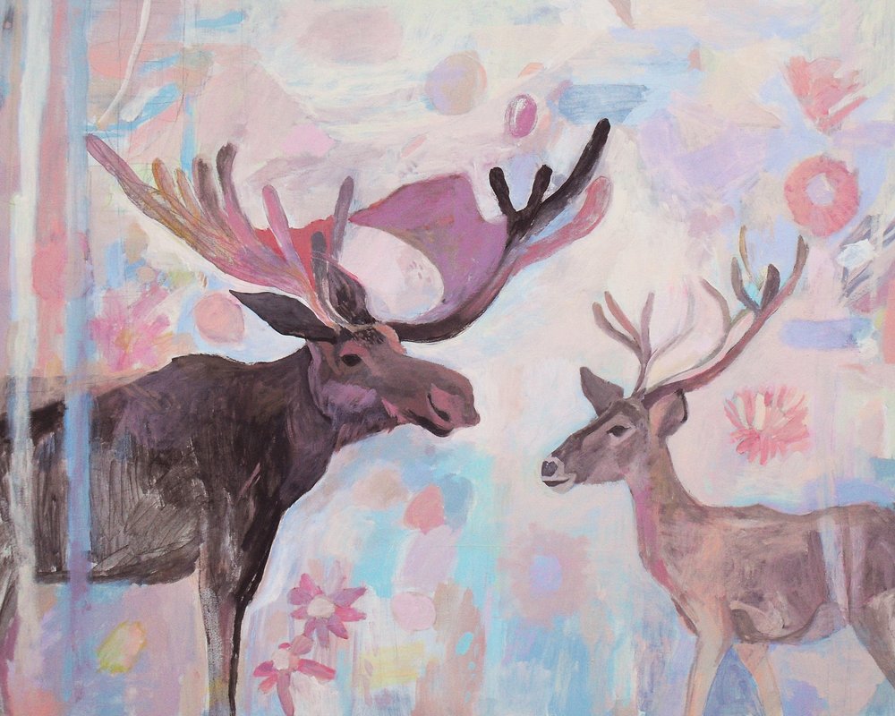 Dreamy Moose and Deer by Iria Fernandez