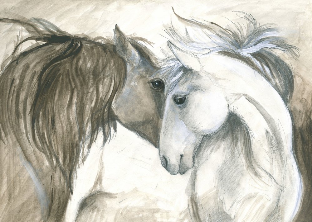 Tender Connection Between Two Horses by Isabelle Brent