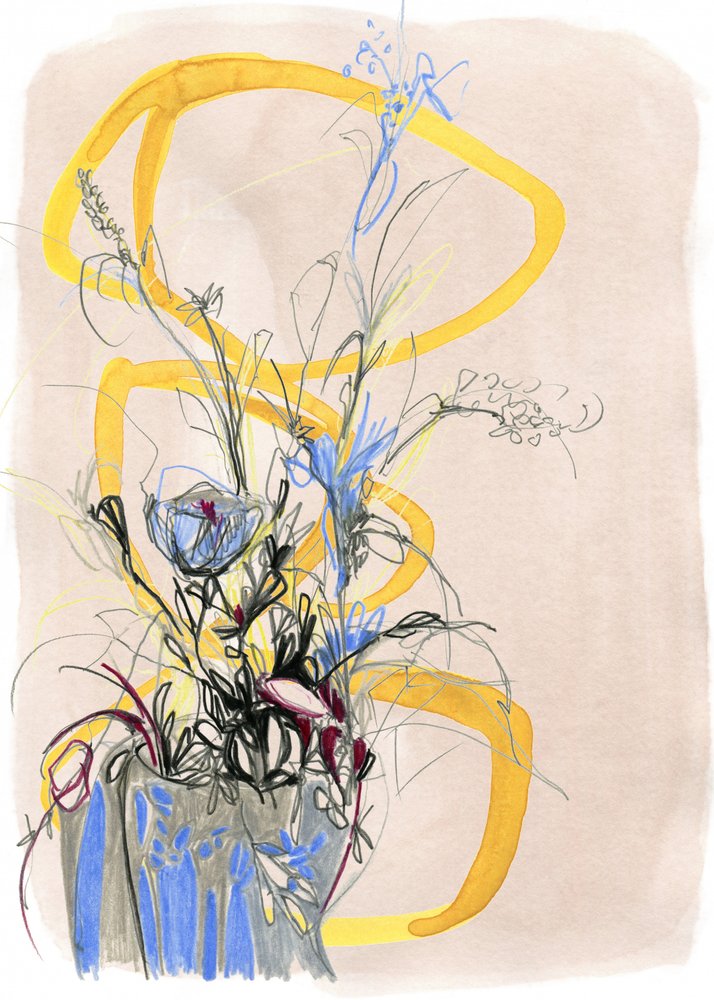 Abstract Floral Sketch by Jenja Braun