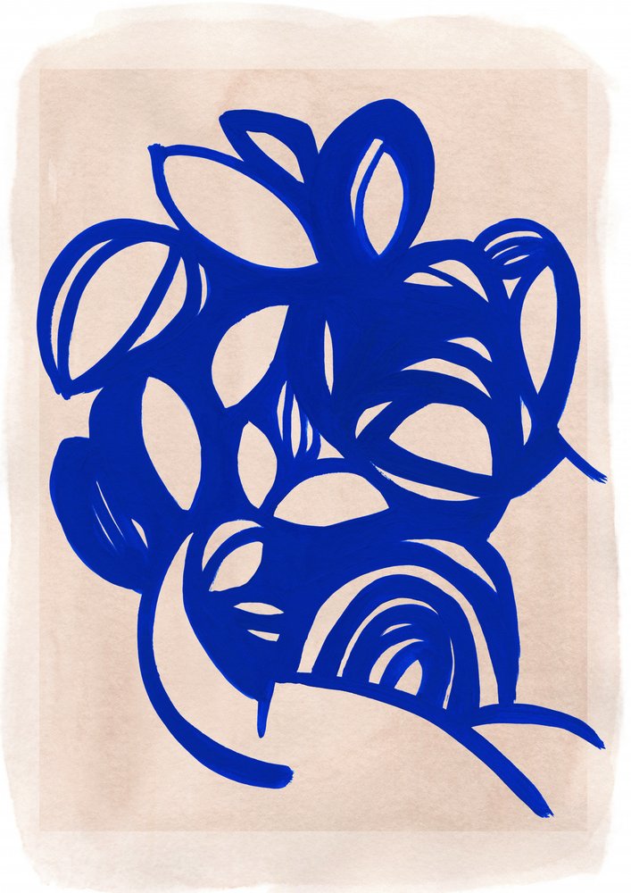 Blue Abstract Floral by Jenja Braun