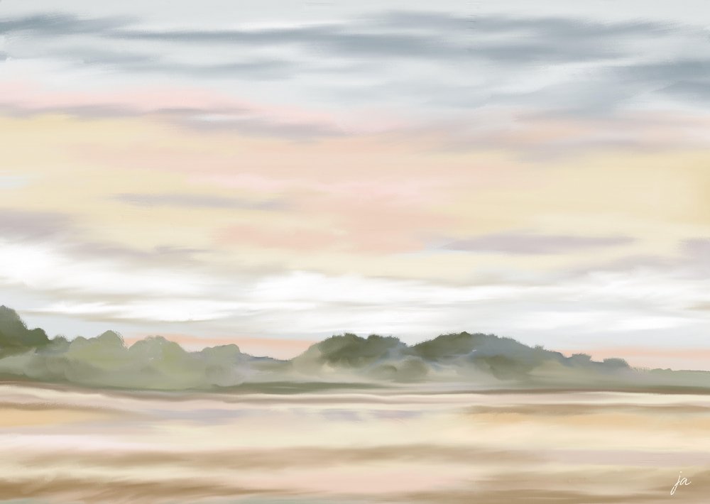 Serene Pastel Landscape by Jenna Alheit
