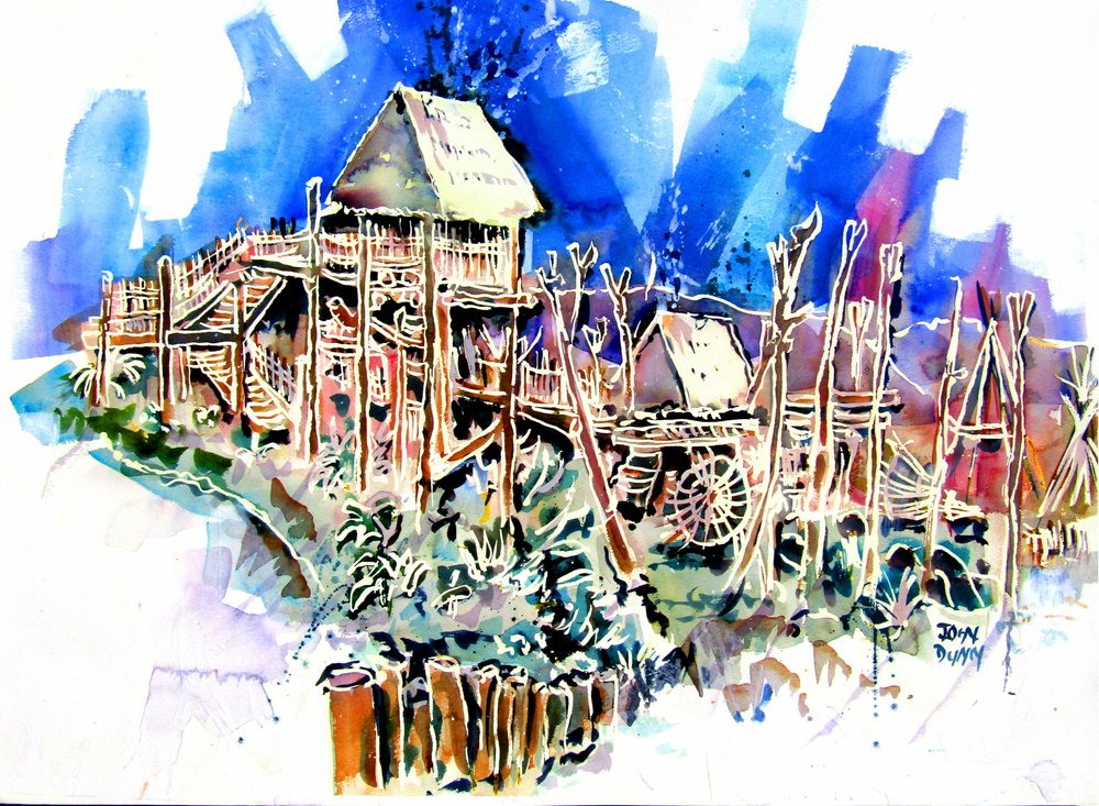Stilted Tropical Village by John Dunn