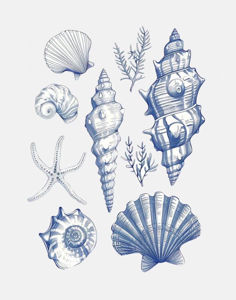 Blue Nautical Shells by Jolly and Dash