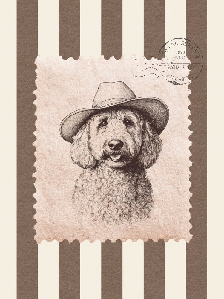 Cowboy Poodle Stamp by Jolly and Dash
