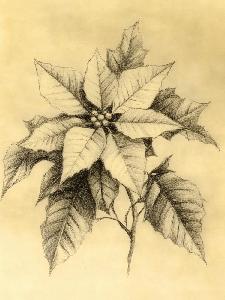 Elegant Poinsettia Drawing by Jolly and Dash