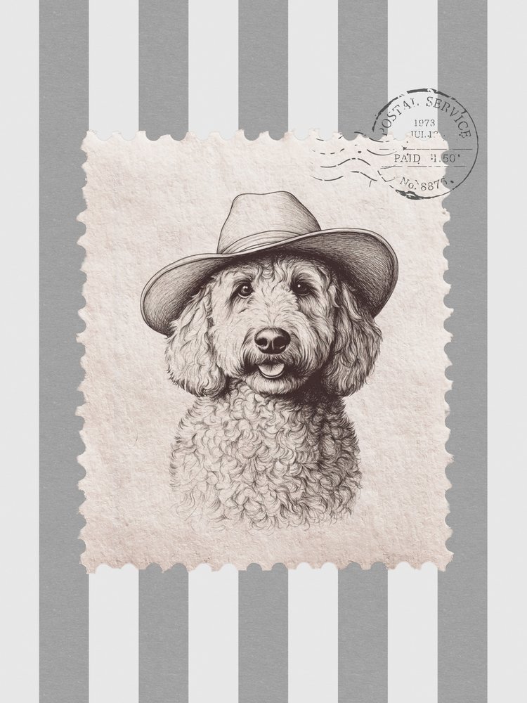 Goldendoodle Cowboy Stamp by Jolly and Dash