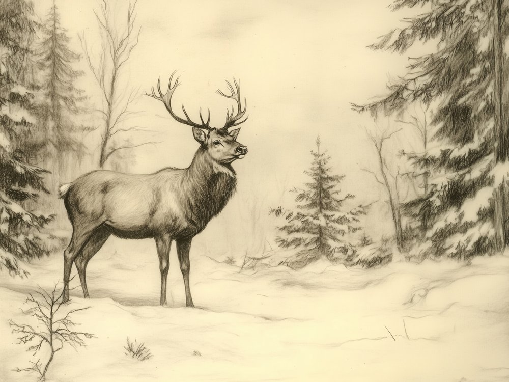 Majestic Winter Stag by Jolly and Dash
