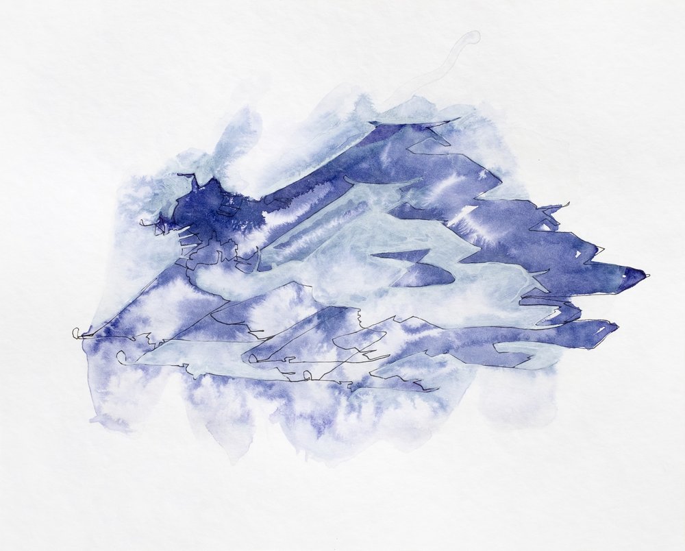 Blue Watercolor Mountains by Joshua Hoskins