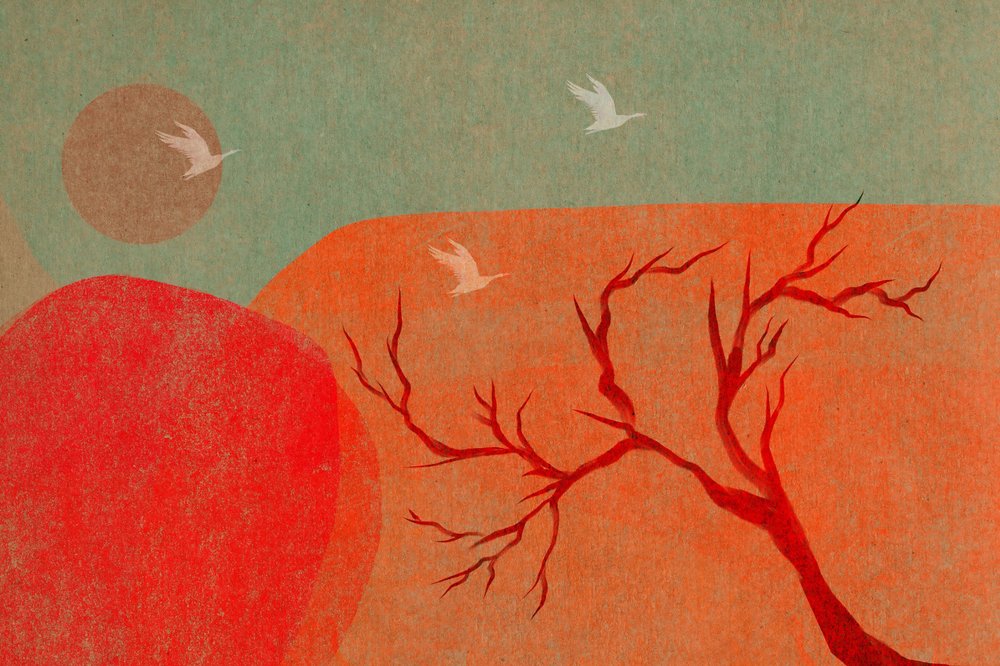 Desert Sunset Birds by Josie George