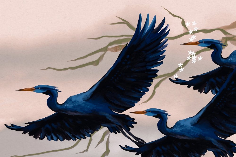 Flying Blue Birds by Josie George