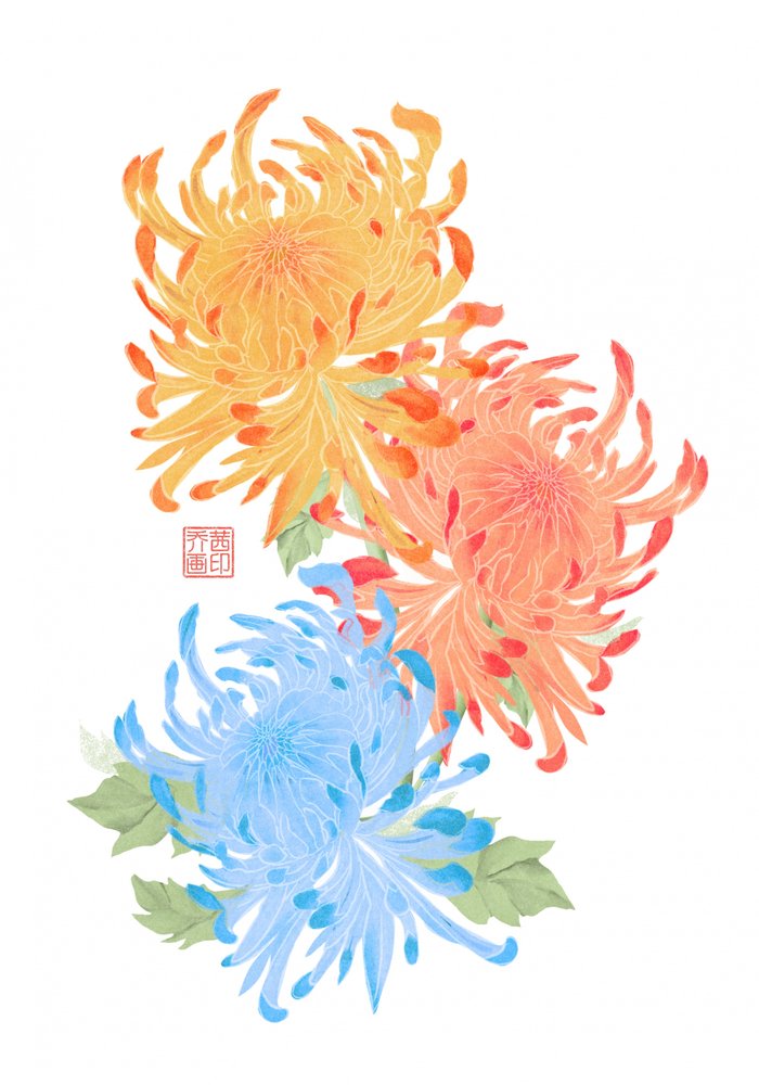Vibrant Asian Chrysanthemums by Josie George