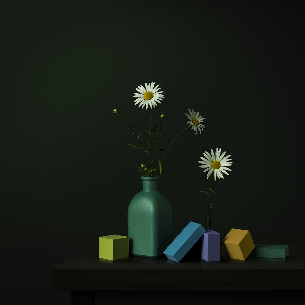 Daisy Vase Geometric Blocks by Juan Antonio Palacios
