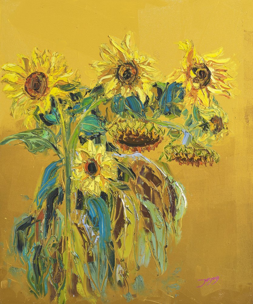 Golden Sunflower Blooms by Jukyong Park
