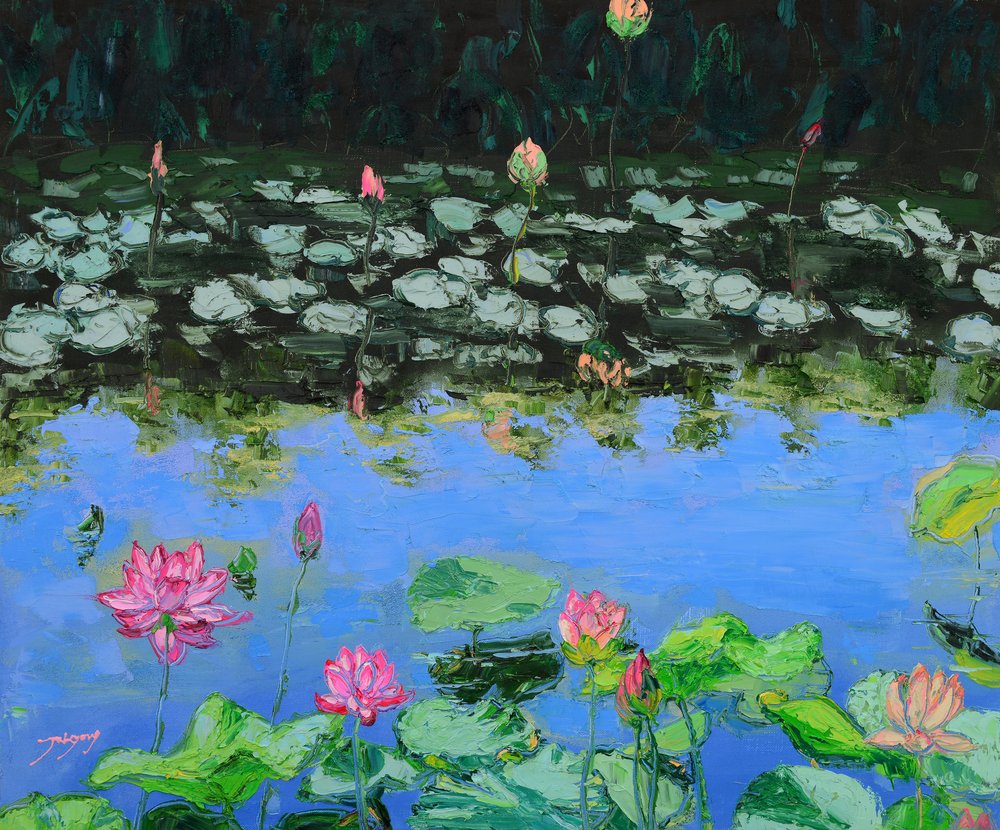 Pink Lotus Reflections by Jukyong Park