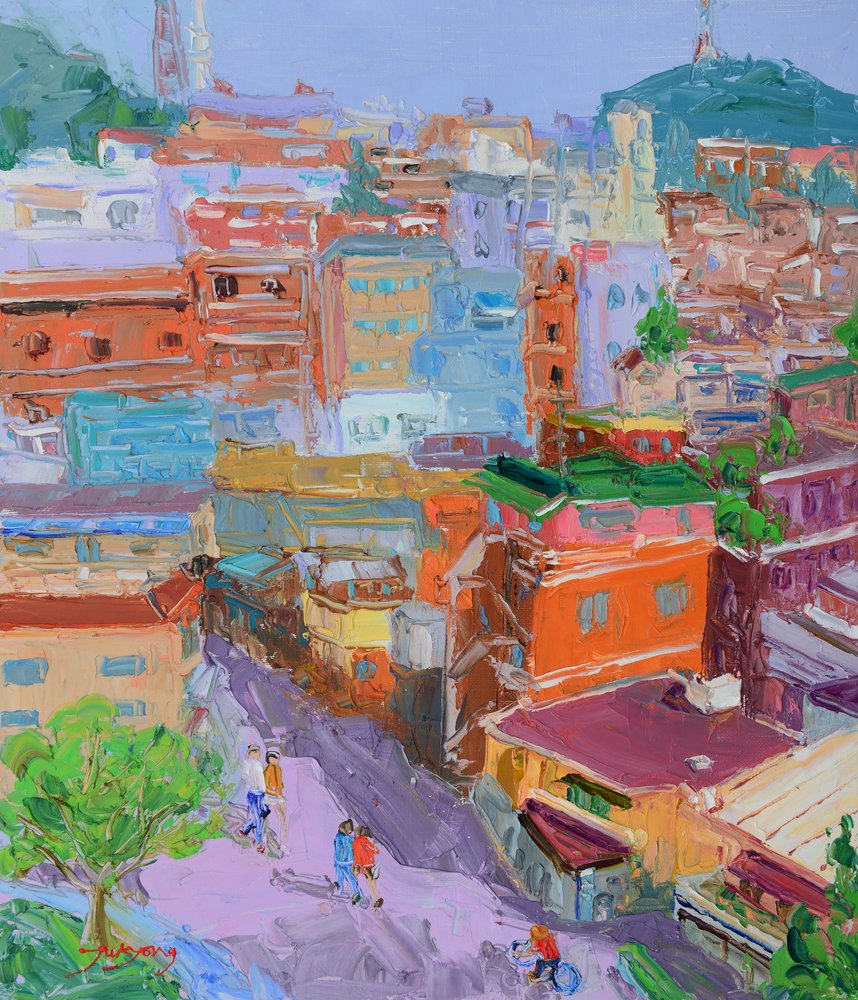 Vibrant Hillside City by Jukyong Park