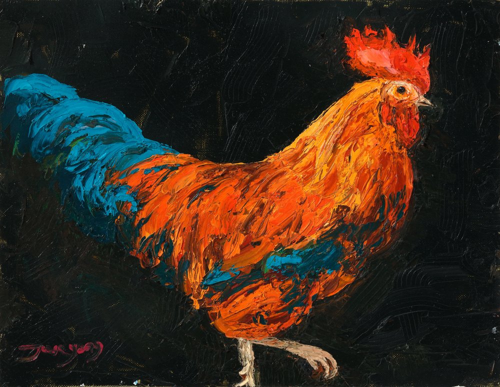 Vibrant Rooster Strut by Jukyong Park