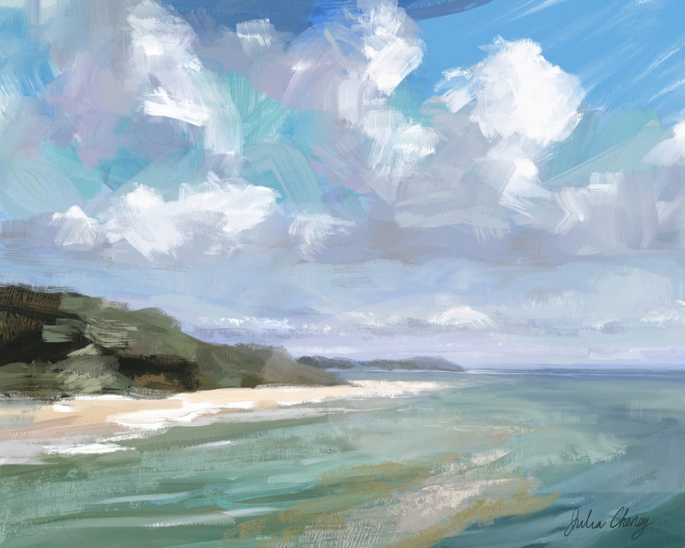 Peaceful Beach Scene by Julia Cheney
