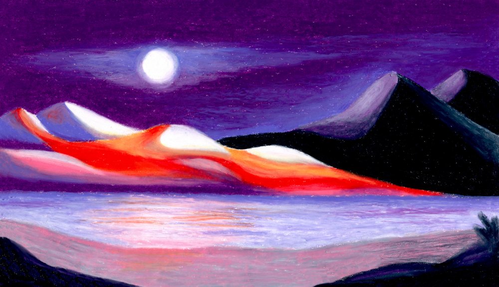 Moonlit Vibrant Mountains by Julie Lesouef