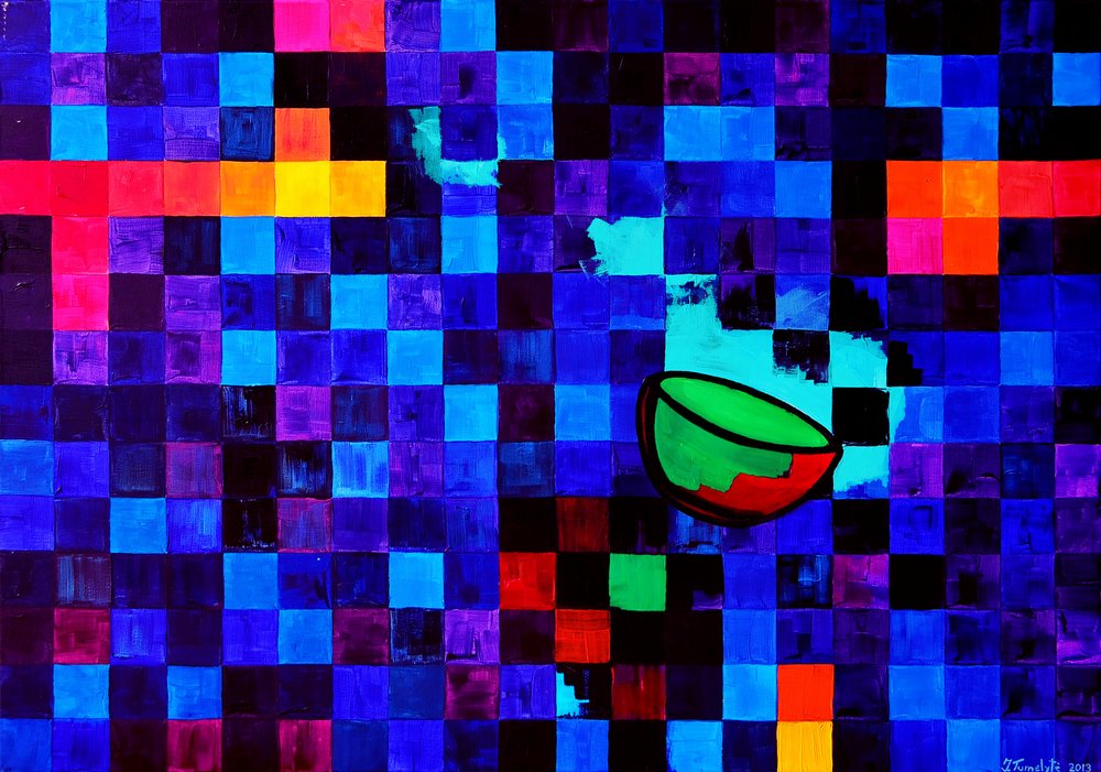 Vibrant Geometric Bowl by Julija Belickienė