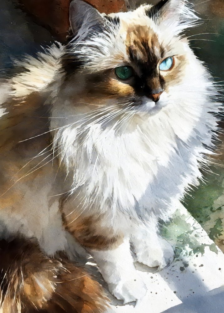 Bright Eyed Watercolor Cat by Justyna Jaszke